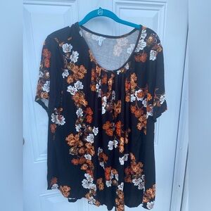 Floral Black and Orange Women's Top